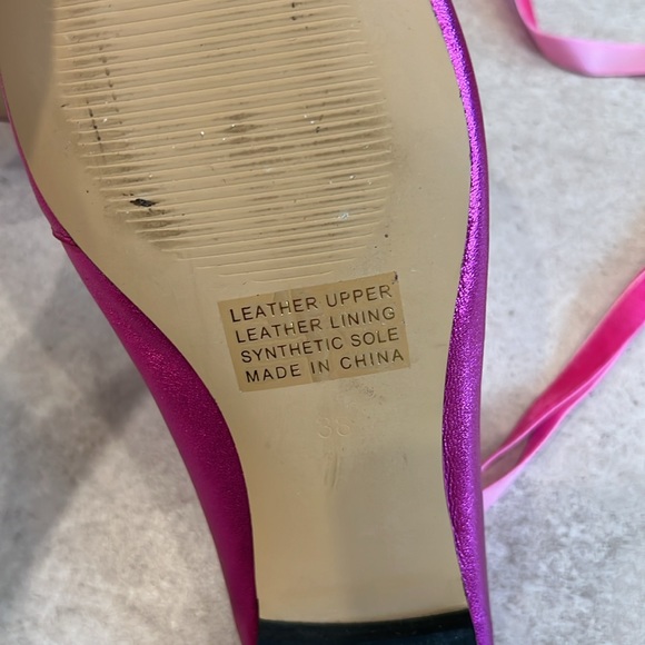 Free People Silent D Charly Lace Up Flats size 38 Fuchsia Metallic Leather New - Picture 5 of 9